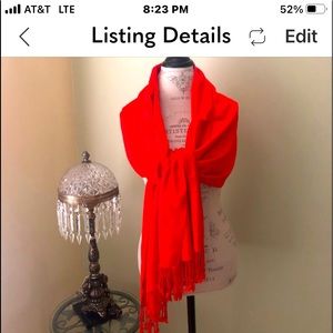Jones New York Beautiful oblong orange fringe scarf